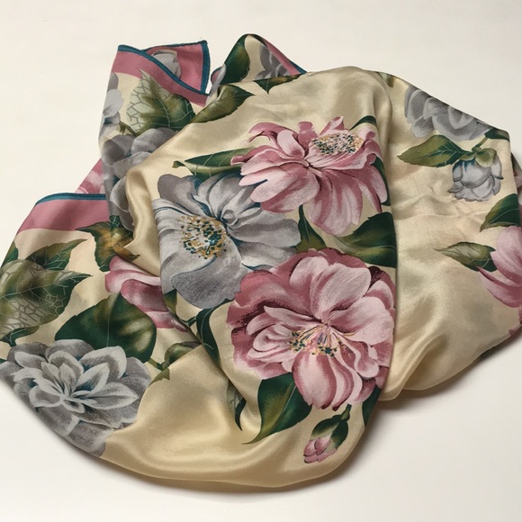 Silk Square Floral Scarf - Picture 3 of 6
